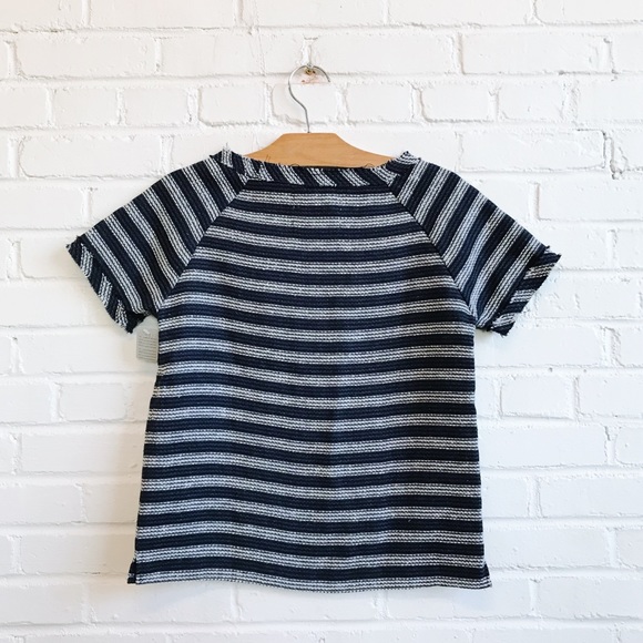 MAISON SCOTCH striped navy blue blouse structured - Picture 2 of 4